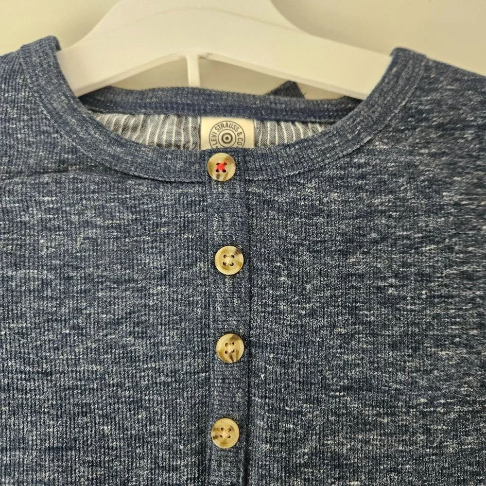 Levi's Kids Pajama Set Size 10 Long Sleeve Henley Top Pants Blue Heather Comfort